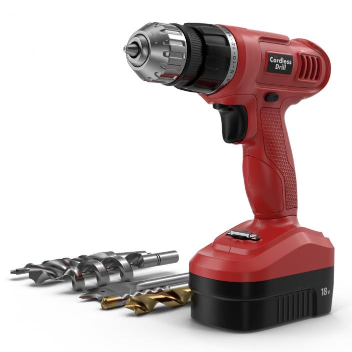 3D model Cordless Drill with Drill Bits