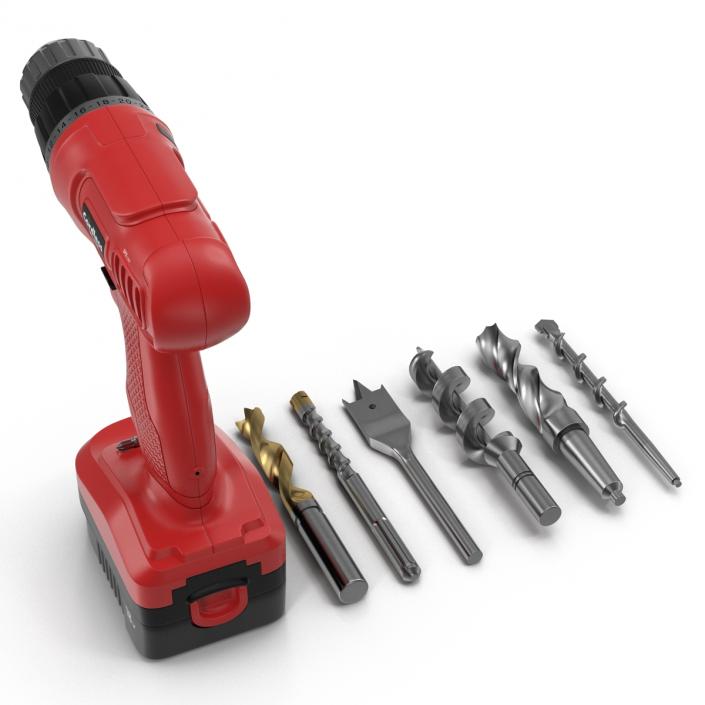 3D model Cordless Drill with Drill Bits