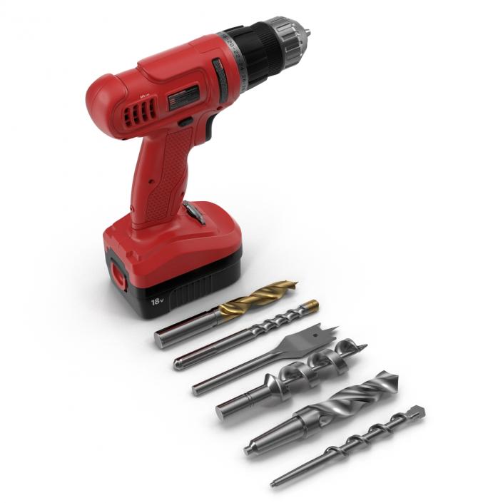 3D model Cordless Drill with Drill Bits