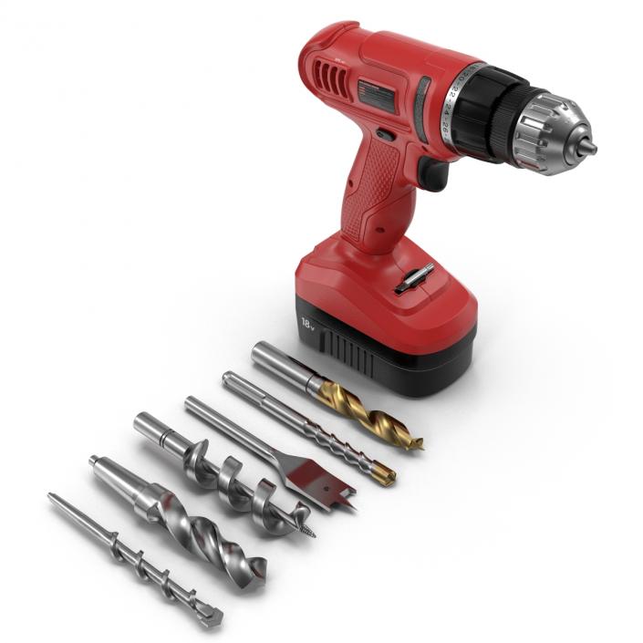 3D model Cordless Drill with Drill Bits