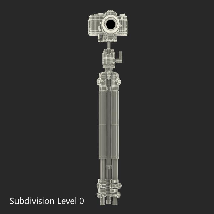 35 mm Film Camera Nikon FM2 with Tripod 3D model