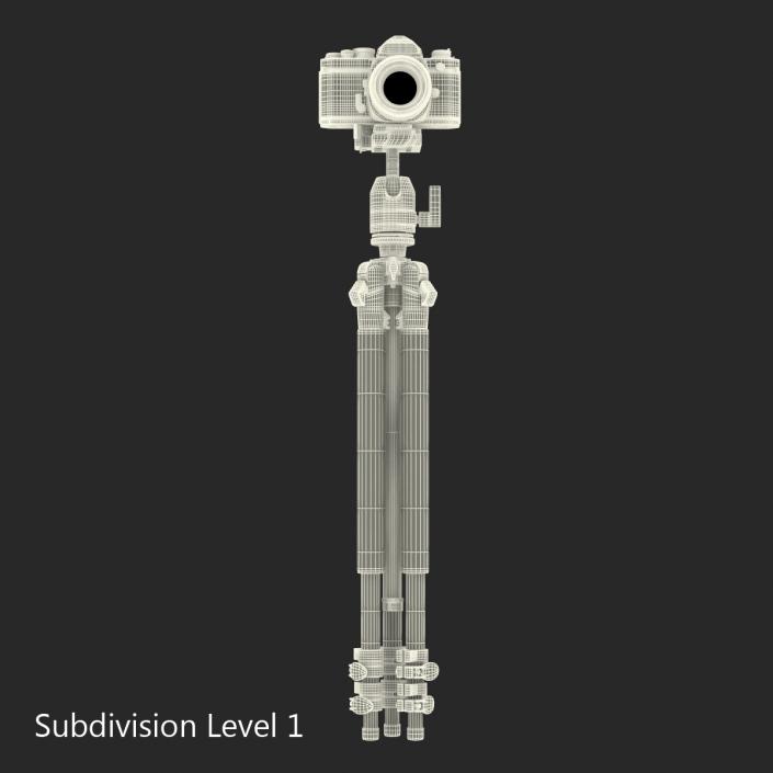 35 mm Film Camera Nikon FM2 with Tripod 3D model