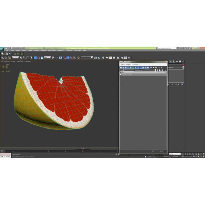 3D Grapefruit Slice 3 model