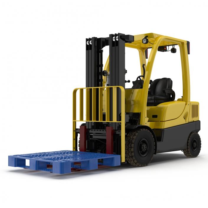 3D Forklift with Plastic Pallet model