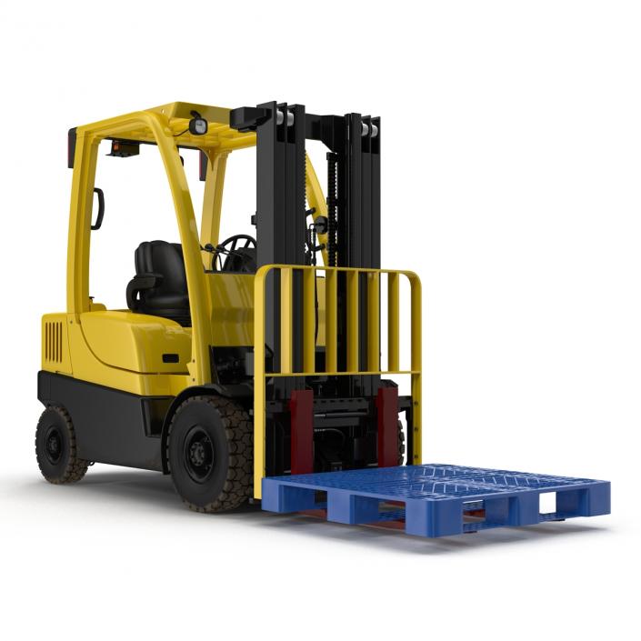 3D Forklift with Plastic Pallet model