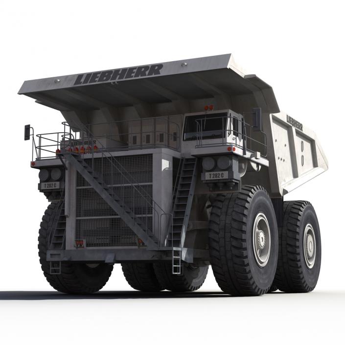 3D model Heavy Duty Mining Truck Liebherr White Rigged