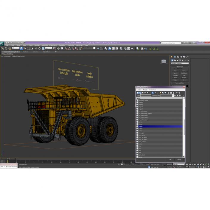 Haul Truck Generic Yellow Rigged 3D