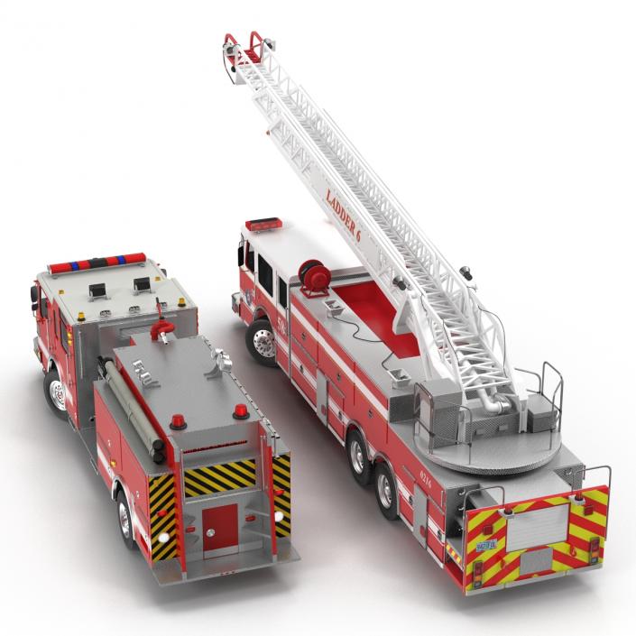 Rigged Fire Trucks Collection 3D model