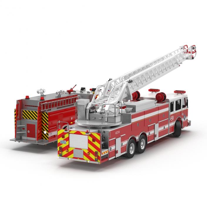 Rigged Fire Trucks Collection 3D model