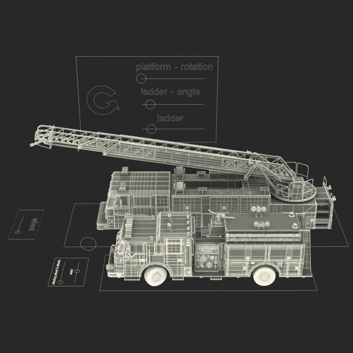 Rigged Fire Trucks Collection 3D model