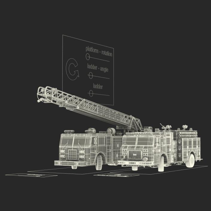 Rigged Fire Trucks Collection 3D model