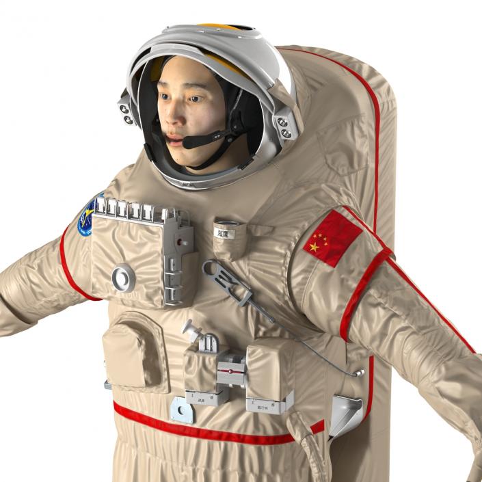 3D Chinese Astronaut Wearing Space Suit Haiying Rigged