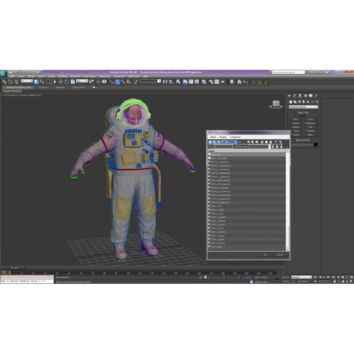 Russian Astronaut Wearing Space Suit Orlan MK Rigged 3D