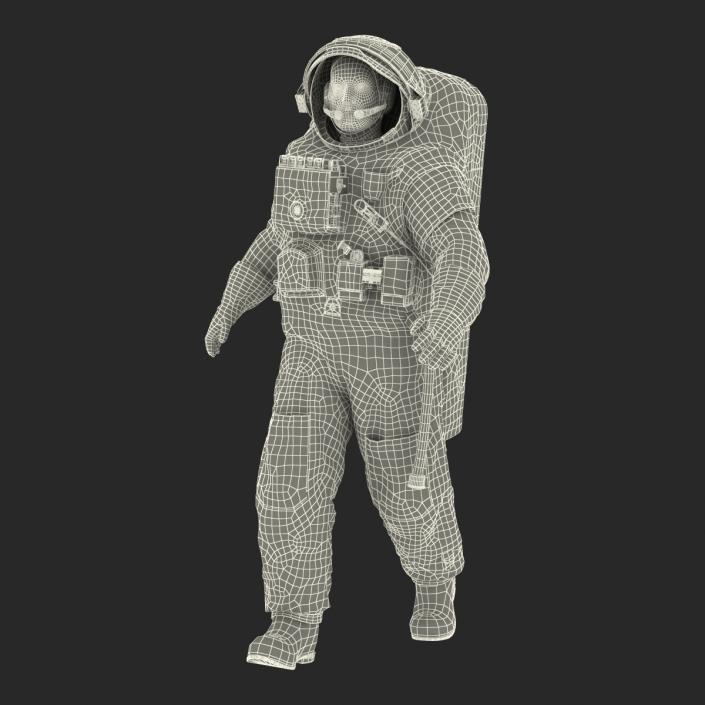 Russian Astronaut Wearing Space Suit Orlan MK Rigged 3D