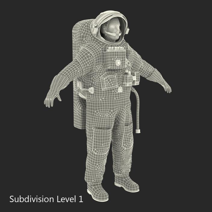 3D model Russian Astronaut Wearing Space Suit Orlan MK