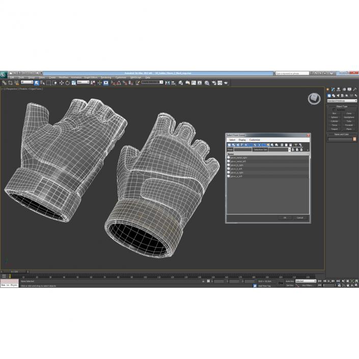 3D US Soldier Gloves 2 Black Short Finger model