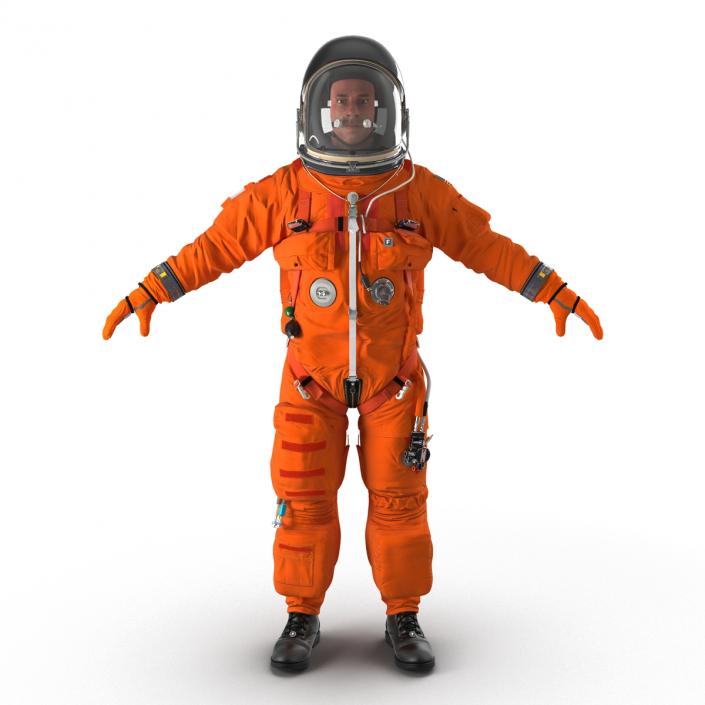 3D US Astronaut Wearing Advanced Crew Escape Suit ACES Rigged model