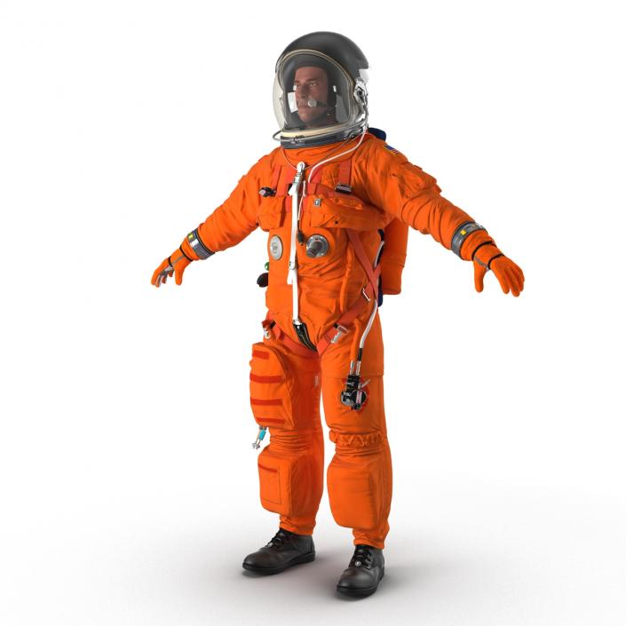 3D US Astronaut Wearing Advanced Crew Escape Suit ACES Rigged model