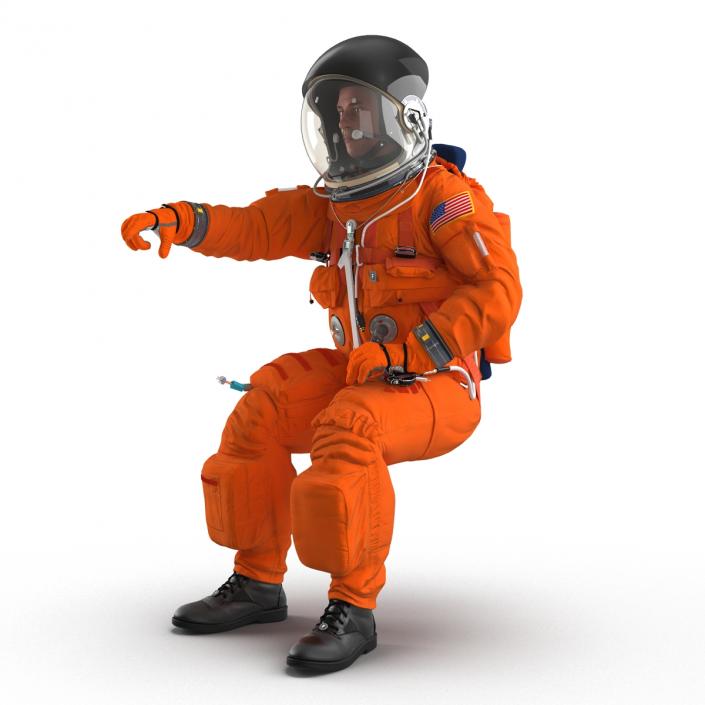 3D US Astronaut Wearing Advanced Crew Escape Suit ACES Rigged model