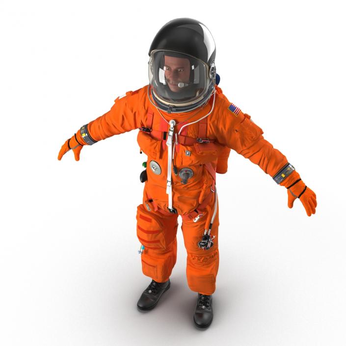 3D US Astronaut Wearing Advanced Crew Escape Suit ACES Rigged model