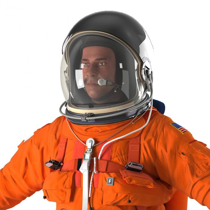 3D model US Astronaut Wearing Advanced Crew Escape Suit ACES Rigged 2