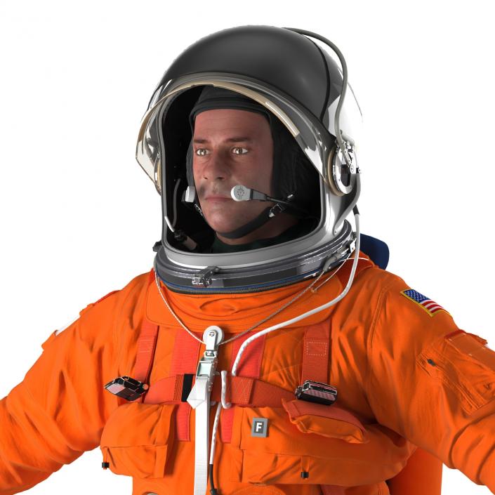 3D model US Astronaut Wearing Advanced Crew Escape Suit ACES Rigged 2