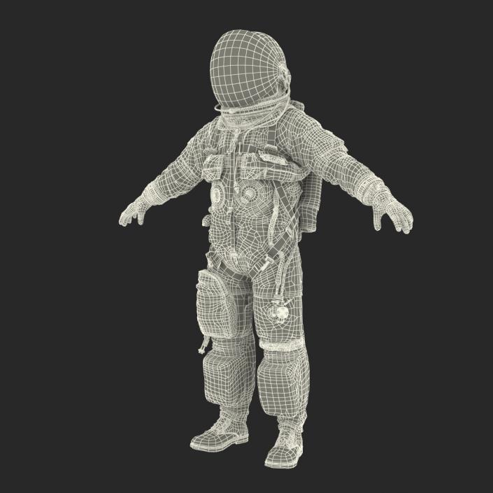 3D US Astronaut Wearing Advanced Crew Escape Suit ACES