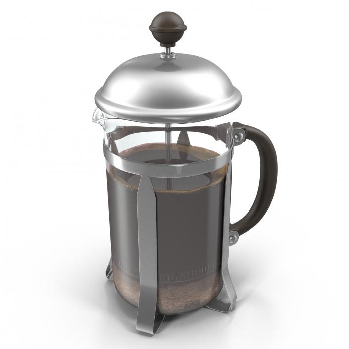 French Press Coffee Pot 2 with Coffee 3D