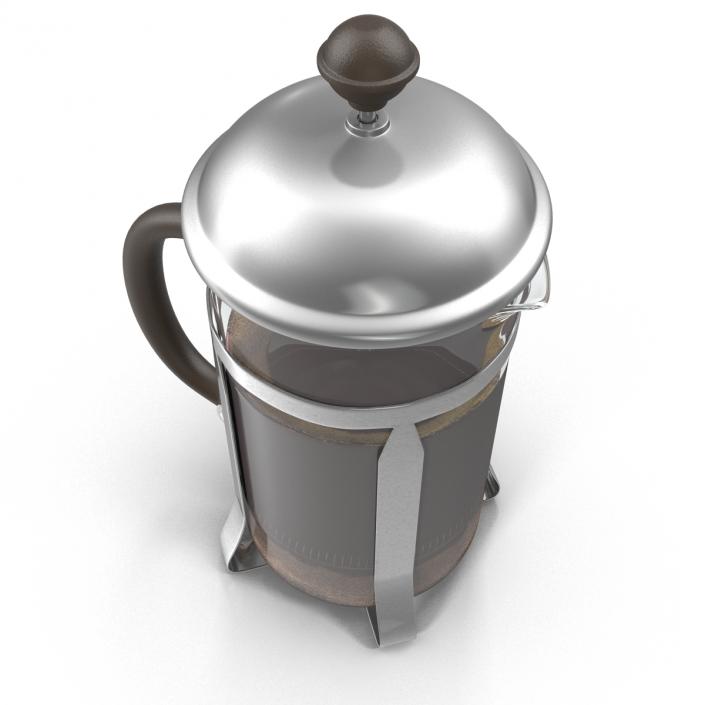 French Press Coffee Pot 2 with Coffee 3D