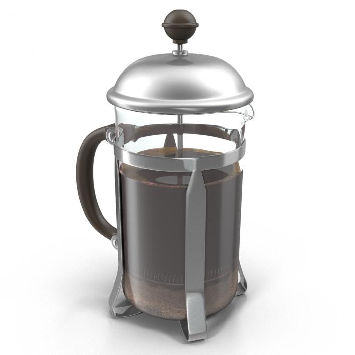 French Press Coffee Pot 2 with Coffee 3D