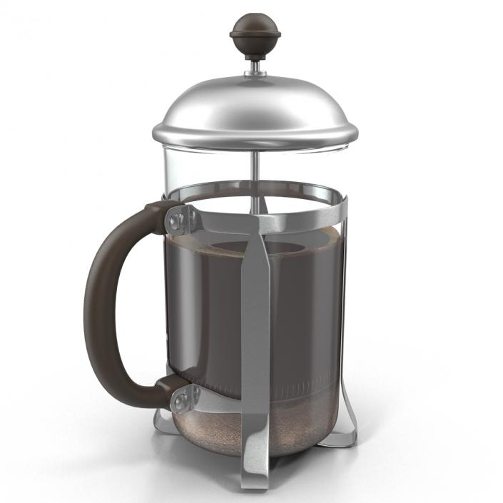 French Press Coffee Pot 2 with Coffee 3D