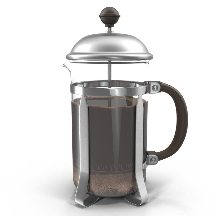 French Press Coffee Pot 2 with Coffee 3D