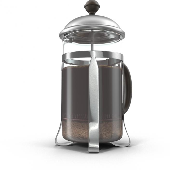 French Press Coffee Pot 2 with Coffee 3D