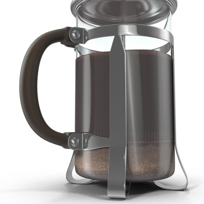 French Press Coffee Pot 2 with Coffee 3D