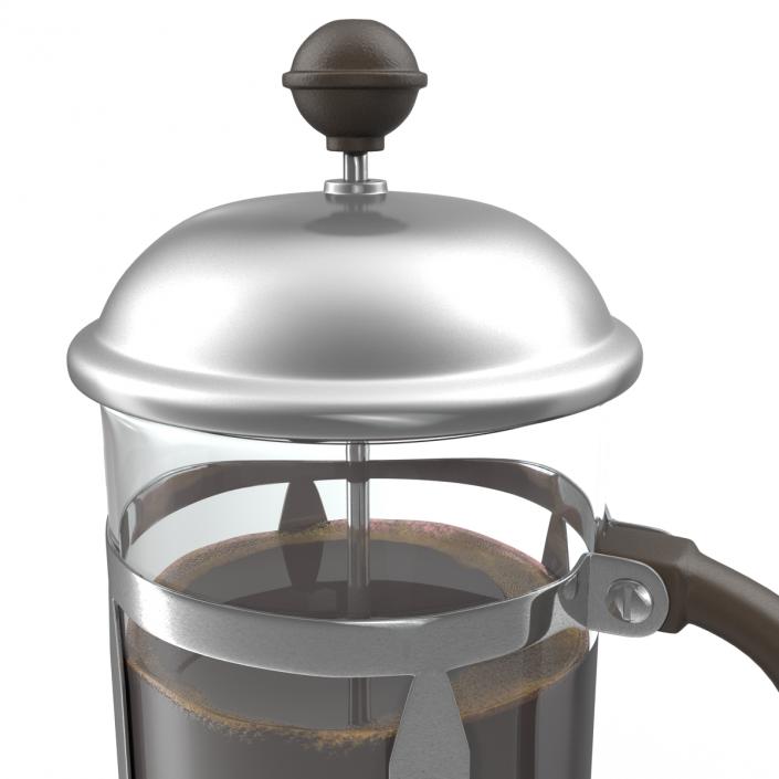 French Press Coffee Pot 2 with Coffee 3D