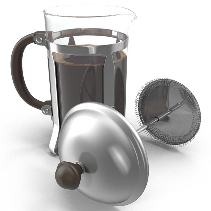 French Press Coffee Pot 2 with Coffee 3D