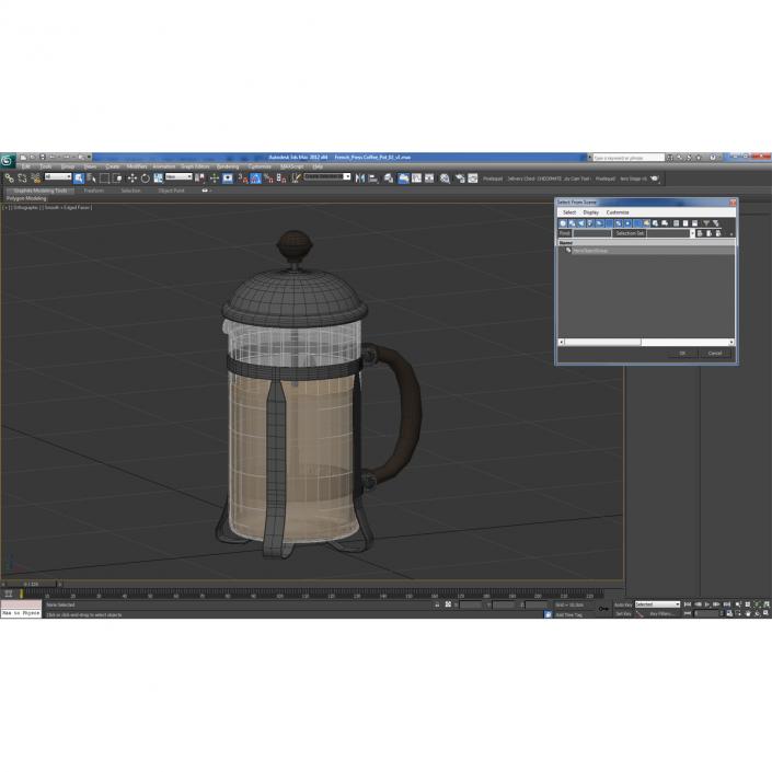 French Press Coffee Pot 2 with Coffee 3D