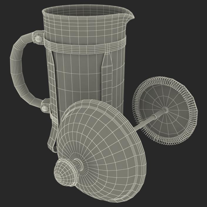 French Press Coffee Pot 2 with Coffee 3D