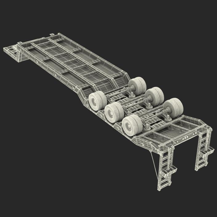 Double Drop Lowboy Tri Axle Trailer 2 3D