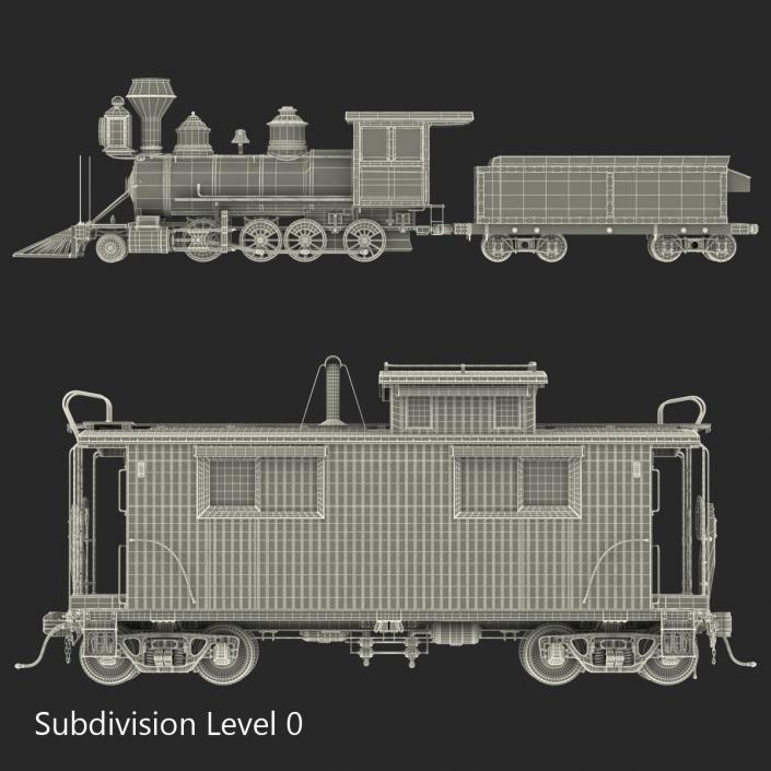 3D Steam Train and Caboose model