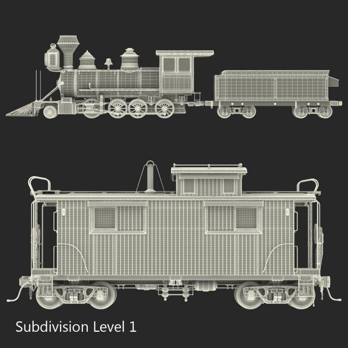 3D Steam Train and Caboose model