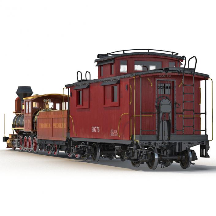 3D Steam Train and Caboose model