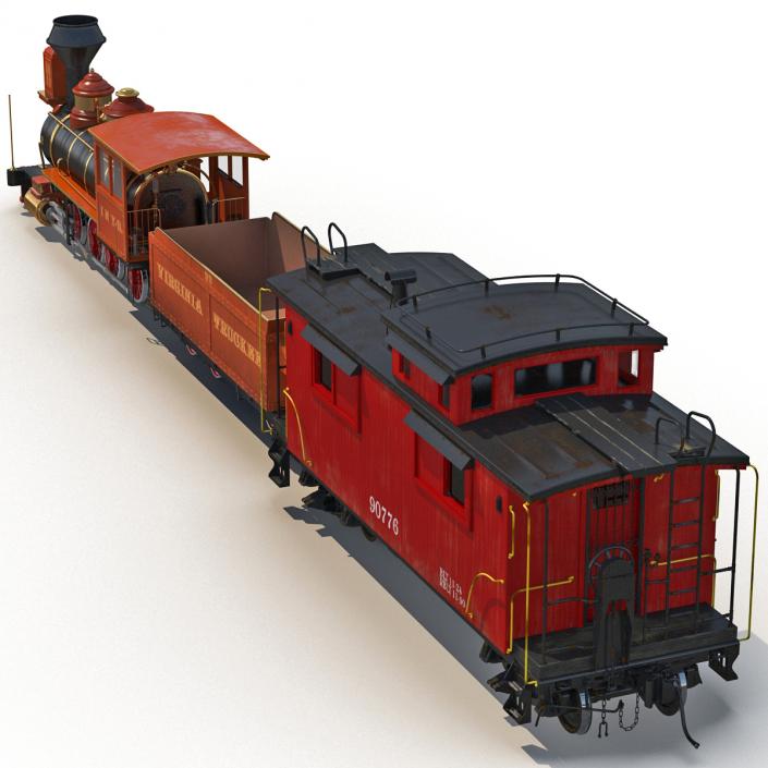 3D Steam Train and Caboose model