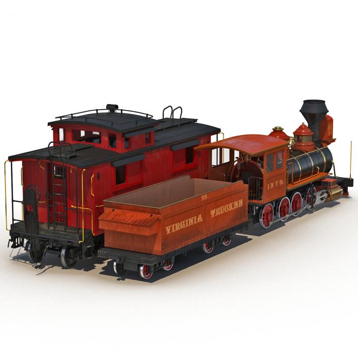 3D Steam Train and Caboose model