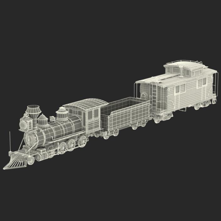 3D Steam Train and Caboose model