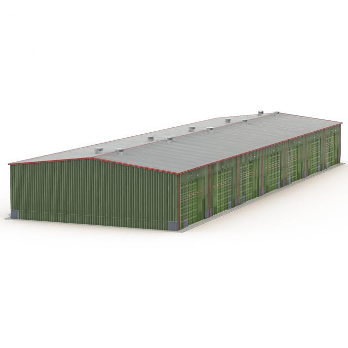 Warehouse Building Green 3D model