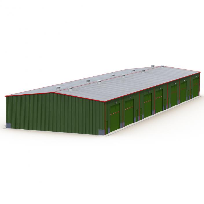 Warehouse Building Green 3D model