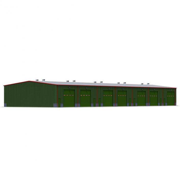 Warehouse Building Green 3D model