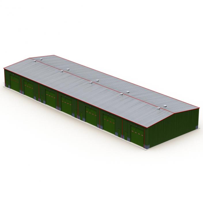 Warehouse Building Green 3D model