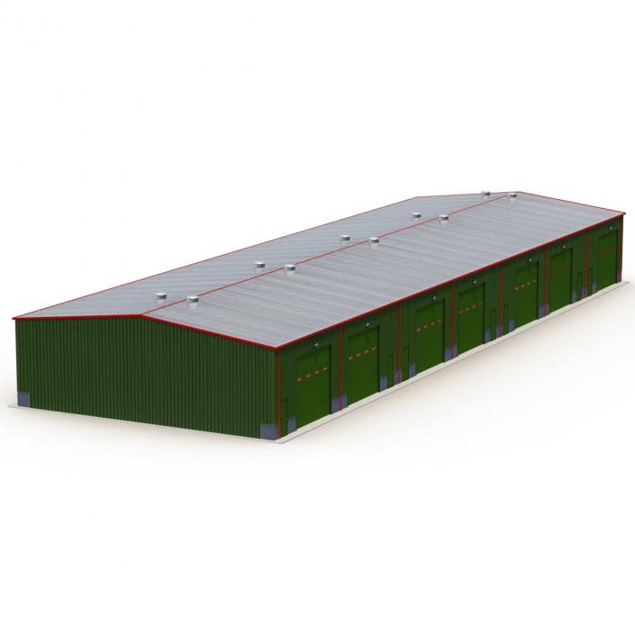 Warehouse Building Green 3D model